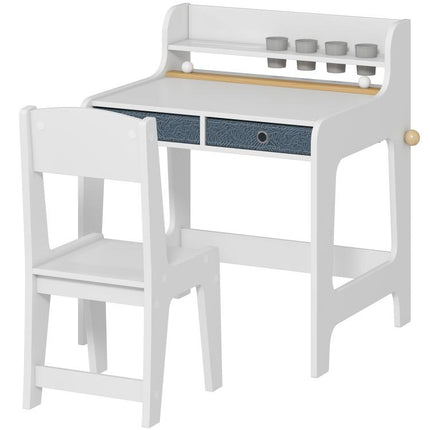 Art Table and Chair Set for children, Kids Art Desk and Chair Set with Storage Shelf and Drawers