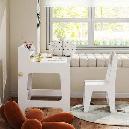 Art Table and Chair Set for children, Kids Art Desk and Chair Set with Storage Shelf and Drawers