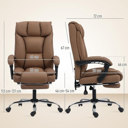 155 Degrees Reclining Faux Leather Swivel Office Chair - Brown