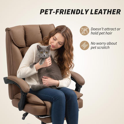 155 Degrees Reclining Faux Leather Swivel Office Chair - Brown