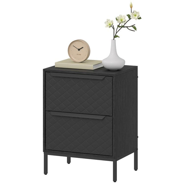 Chest of Drawers, Dresser with 2 Fabric Drawers and Aluminium Handles - Black