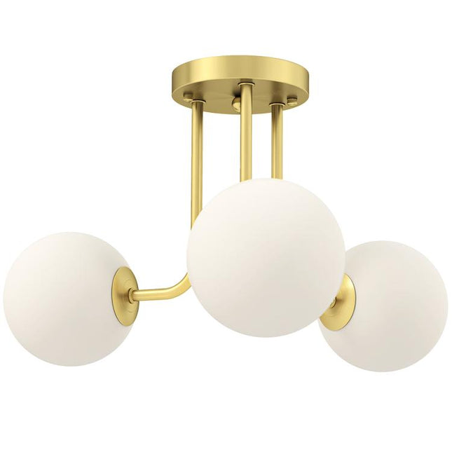 LED Ceiling Light with Globe Shades, Modern 3-Light Ceiling Light with G9 Sockets for Living Room, Bedroom, Dining Room, Bulbs Not Included, Gold Tone