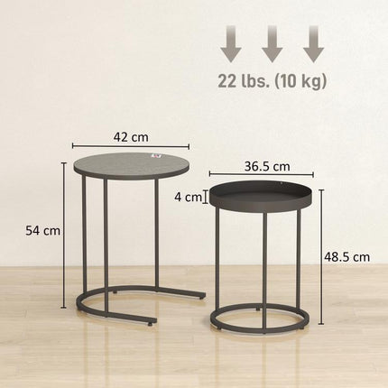 Set of Two Industrial Nesting Tables - Grey