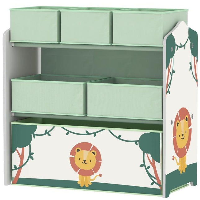 Kids Toy Storage Units, 3-Tier Toy Organiser Shelf with 6 Removable Boxes for Kids, Bedroom, Playroom, Green