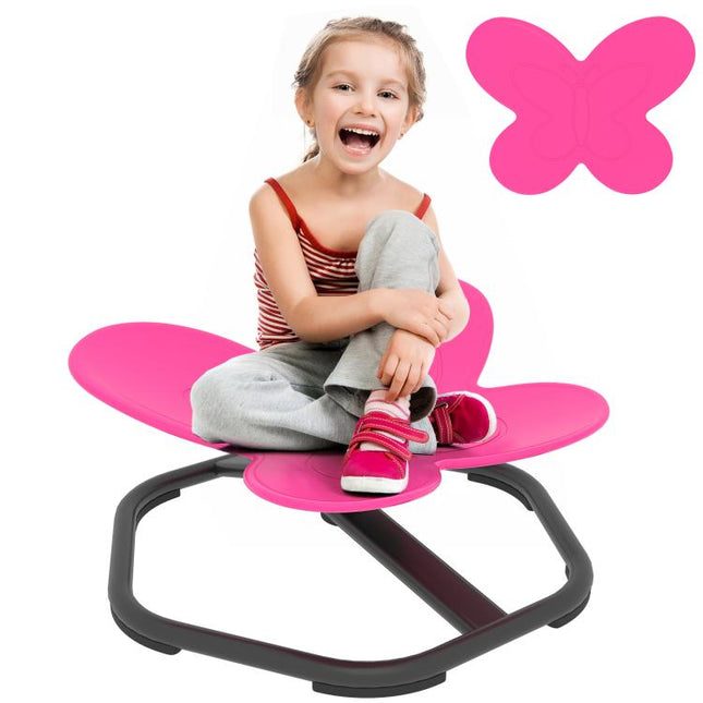 Butterfly-Shaped-kids Swivel Chair, Sensory Spinning Chair for Balance, Coordination Training, Pink
