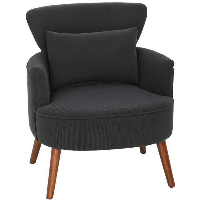 Corduroy Retro Accent Chair - Black