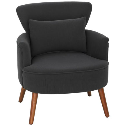 Corduroy Retro Accent Chair - Black