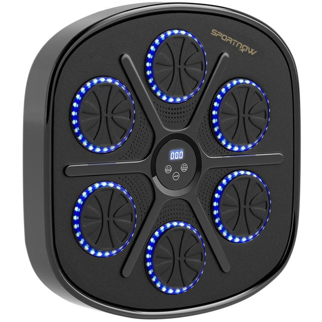 Music Boxing Machine, Smart Bluetooth Boxing Machine Wall Mounted with 9 Speeds & Modes, LED Lights and Gloves, Punching Pad for Adults, Black