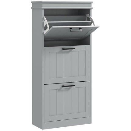 Three-Drawer Minimalistic Shoe Cabinet - Grey