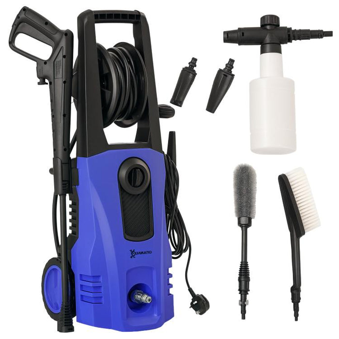 1800W High?Pressure?Washer, 150 Bar Pressure, 510 L/h Flow, High-Performance Portable Power Jet Wash Cleaner Blue