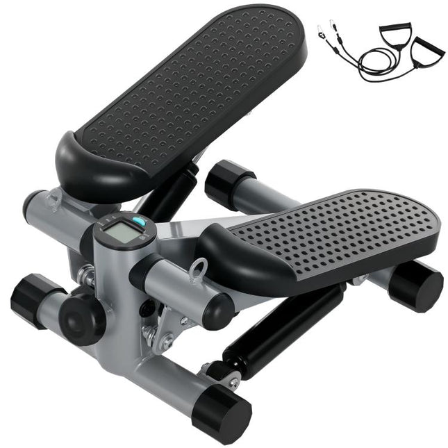 Mini Stepper, Compact Step Machine Exerciser for Home Workouts, with Resistance Bands, LCD Monitor, Non-Slip Pedals