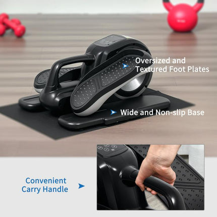 Under Desk Electric Elliptical Machine for Home, Sit Down Pedal Exerciser for Seniors with 12 Programs, LCD Monitor, Compact with Remote Control & Non-Slip Pad