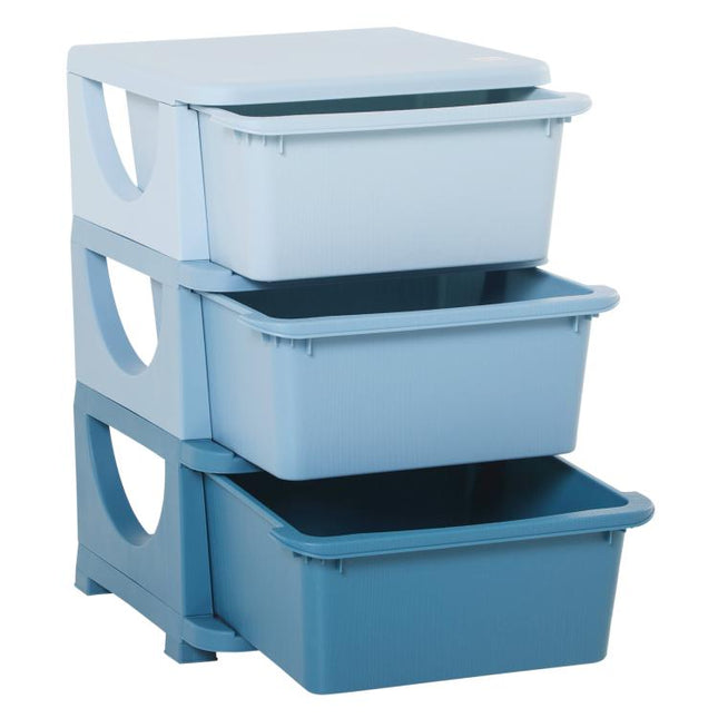 3 Drawers Plastic Storage Units, 3 Tier Kids Storage Units, Children Toy Chest for Nursery, Playroom, Bedroom, Blue