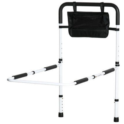 Safety Bed Rail, Height Adjustable Bed Assist Rail with Storage Pocket, Grab Bar for Disabled and Senior, White