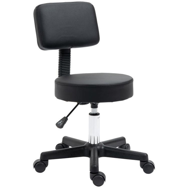 Swivel Salon Chair w/ Padded Seat Back 5 Wheels Adjustable Height Salon Hairdressers Tattoo Spa Rolling Black