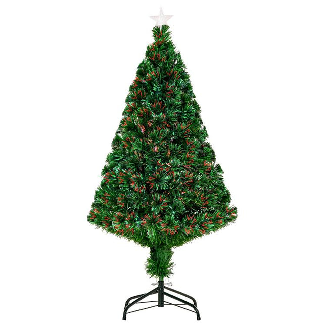 4FT Pre-Lit Fibre Optic Artificial Christmas Tree Holiday Xmas Décor with Tree Topper Multi-Colour