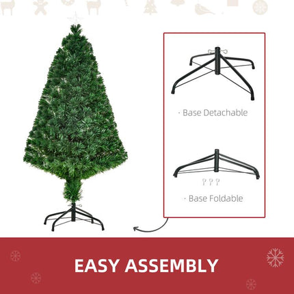 4FT Pre-Lit Fibre Optic Artificial Christmas Tree Holiday Xmas Décor with Tree Topper Multi-Colour