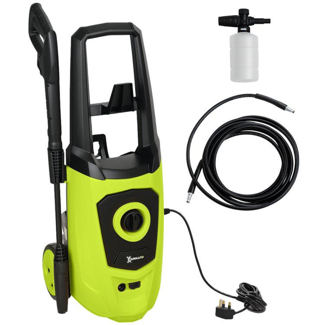 1800W High?Pressure?Washer, 150 Bar Pressure, 510 L/h Flow, High-Performance Portable Power Jet Wash Cleaner Green