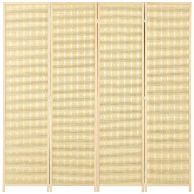 4 Panel Folding Room Divider Screen, Wall Panel Privacy Furniture, Freestanding Paravent Partition Separator for Living Room, Bedroom and Office, 180 x 180cm, Natural