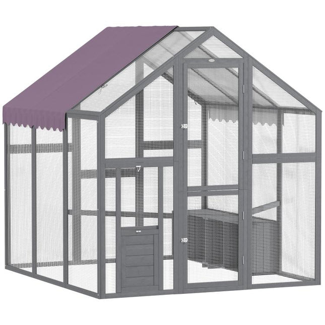 Large Walk In Chicken Run with Waterproof & Anti-UV Cover, for 6-8 Chickens, for Garden, Farm, 5.5 feet x 6 feet x 6 feet