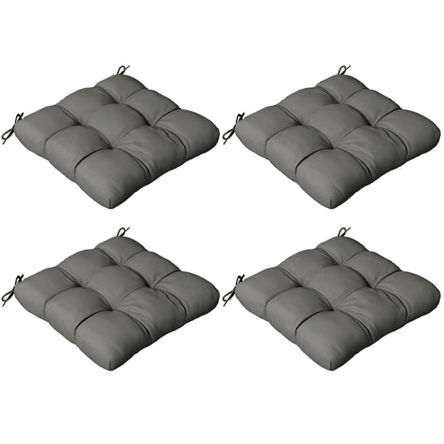 4-Piece Seat Cushion Pillows Replacement, Patio Chair Cushions Set with Ties for Indoor Outdoor, Charcoal Grey