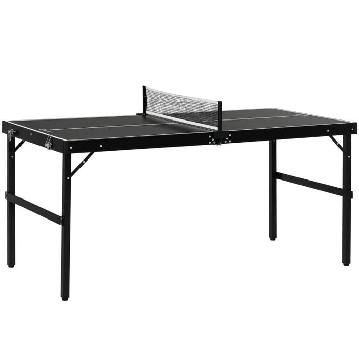 5ft Mini Table Tennis Table, Folding Ping Pong Table with Net and Aluminium Frame, Portable Ping Pong Game Set for Indoor Outdoor Use, Black