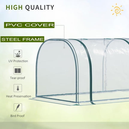 350 x 100 cm Low Tunnel Greenhouse - Clear