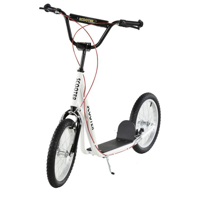 Kick Scooters for Kids with Adjustable Height, Anti-Slip Deck, Dual Brakes, Rubber Tyres, for Boys and Girls Aged 5+ Years Old - White