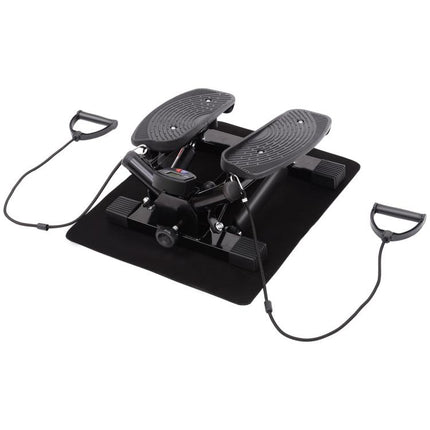 Portable Mini Stepper, Exercise Fitness Machine for Legs Arms Thigh Toner Toning Machine, Stair Steps Workout Training Fitness, w/ Resistance Bands and Floor Mat, Black