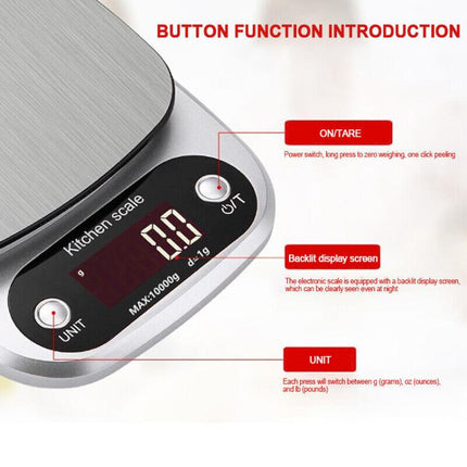 Digitale Küchenwaage (10 kg) mit LCD-Display, Lebensmittelwaage, Briefwaage, elektronische Waage C