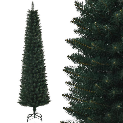 180 cm artificial Christmas tree, slim Christmas tree with 380 branch tips, foldable metal stand, green