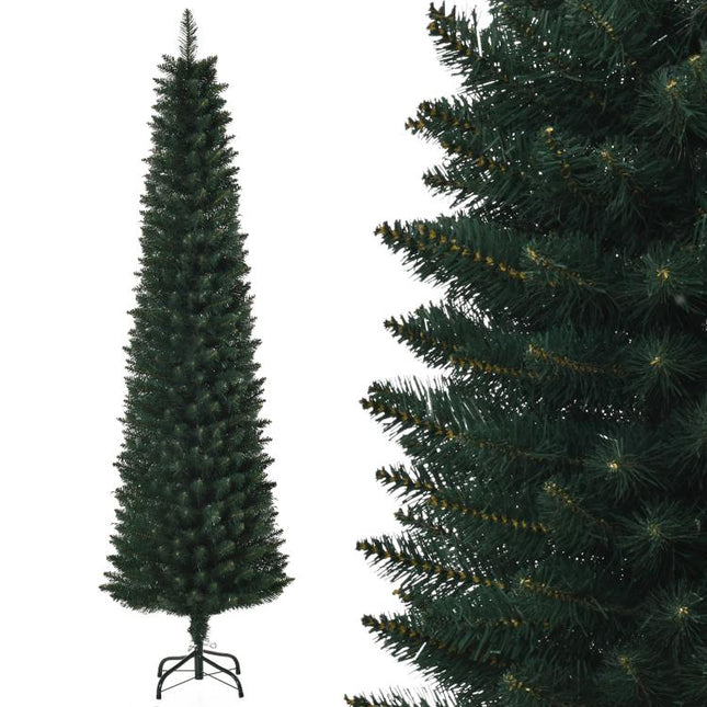 180 cm artificial Christmas tree, slim Christmas tree with 380 branch tips, foldable metal stand, green