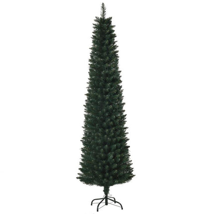 180 cm artificial Christmas tree, slim Christmas tree with 380 branch tips, foldable metal stand, green