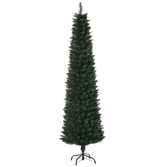 180 cm artificial Christmas tree, slim Christmas tree with 380 branch tips, foldable metal stand, green