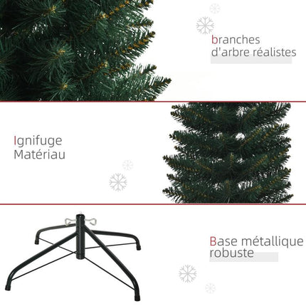 180 cm artificial Christmas tree, slim Christmas tree with 380 branch tips, foldable metal stand, green