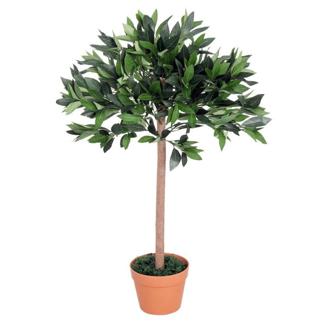 3ft Artificial Laurel Tree Indoor Plant Greenery for Home Office Potted in An Orange Pot