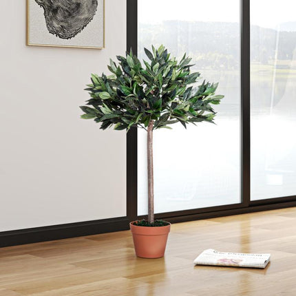 3ft Artificial Laurel Tree Indoor Plant Greenery for Home Office Potted in An Orange Pot