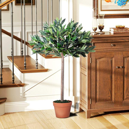 3ft Artificial Laurel Tree Indoor Plant Greenery for Home Office Potted in An Orange Pot