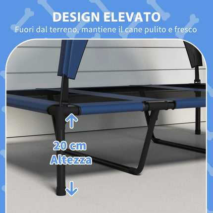 Large Dog Bed with Protective Canopy, Steel and Polyester, 106x76x94 cm, Dark Blue