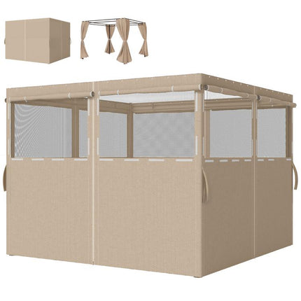 4 Pack Replacement Gazebo Curtains Privacy Panel for Most 3 x 3 m Gazebo, Outdoor Shelter Sidewalls, Khaki