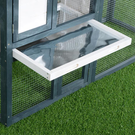 2-Tier Wooden Rabbit and Pet Hutch (Fir Wood) with Double Doors – 140x65x100cm – Green and White