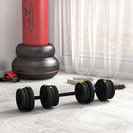 Adjustable Weight Barbell & Dumbbells Set Free Weights Strength Muscle Exercise Home Gym Training, Black and Green