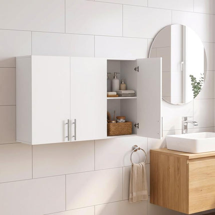 Bathroom Wall Cabinet, Wall-Mounted Bathroom Storage Cabinet with 3 Doors, Adjustable Shelf for Kitchen, White