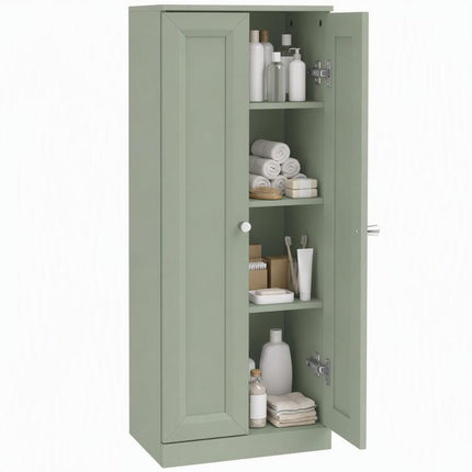 Narrow Bathroom Cabinet, Slim Storage Cabinet with 2 Doors & 4 Tiers, Freestanding Narrow Cupboard