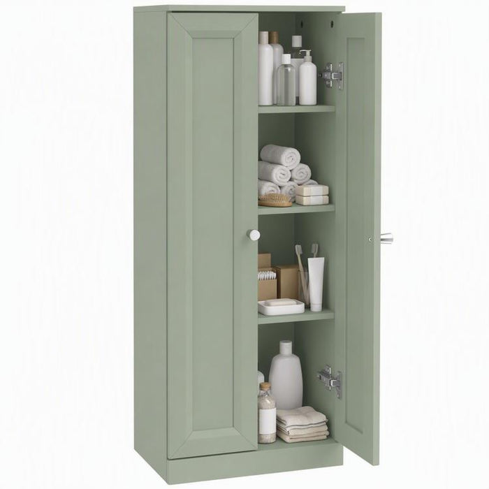 Narrow Bathroom Cabinet, Slim Storage Cabinet with 2 Doors & 4 Tiers, Freestanding Narrow Cupboard