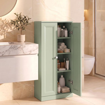 Narrow Bathroom Cabinet, Slim Storage Cabinet with 2 Doors & 4 Tiers, Freestanding Narrow Cupboard