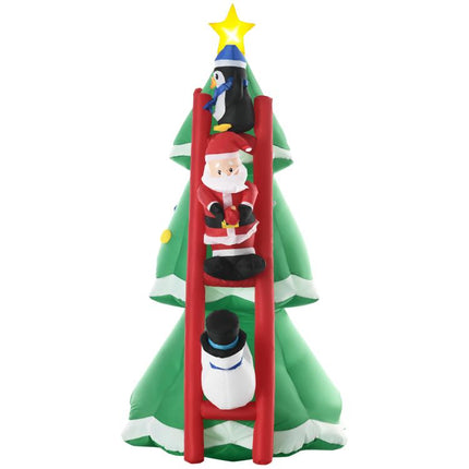 Albero di Natale Gonfiabile 247cm con Babbo Natale e Luci LED, Decorazione Natalizia da Esterno e Interno con Gonfiatore Incluso