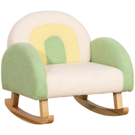 Poltrona per Bambini 18-36 Mesi con Braccioli e Imbottitura Spessa in Sherpa e Legno di Eucalipto, Verde