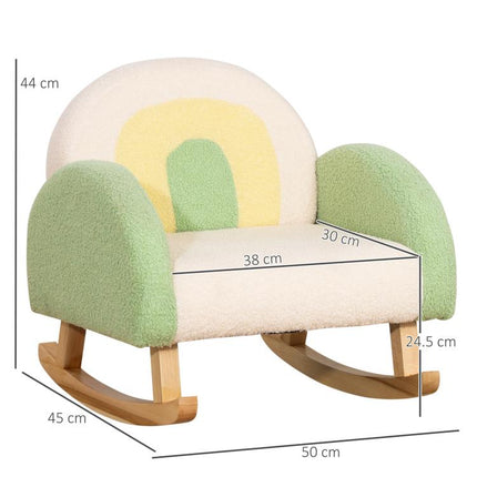 Poltrona per Bambini 18-36 Mesi con Braccioli e Imbottitura Spessa in Sherpa e Legno di Eucalipto, Verde