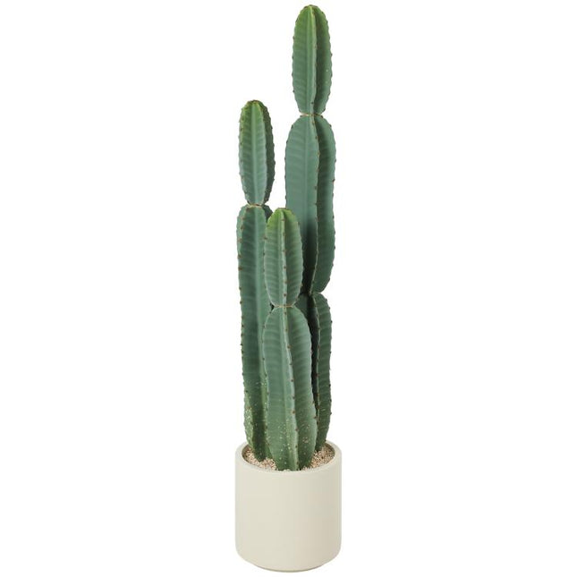 Artificial 3-Stem Cactus Plant (EVA), PP Pot, Living Room Decoration, 25x25x111 cm, Green